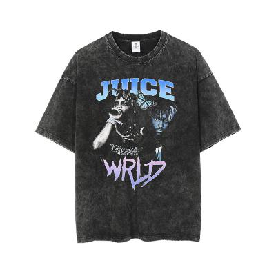 China Oversized Anti-Wrinkle Free Fire Hip Hop T-shirts Heavyweight Graphic Stone Wash Black Vintage T Shirt for sale