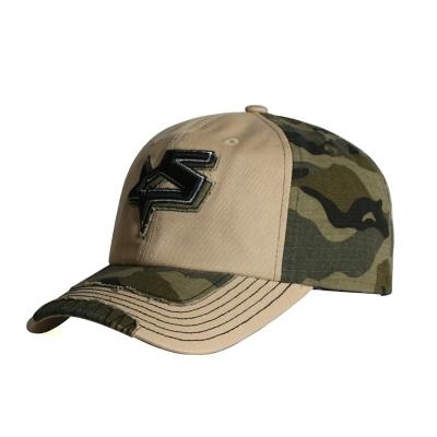 China Custom Outdoor 100% Cotton 6 Panel Camouflage Washing Patch Dad Hat Sports Baseball Caps 6 for sale