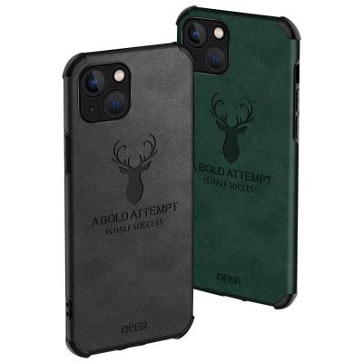 China Luxury Shockproof PU Leather Deer Design Silicone Cell Phone Filter Mounts Phone Cover For iPhone 13 12 11 pro Max Mini X XS XR 7 8 plus for sale