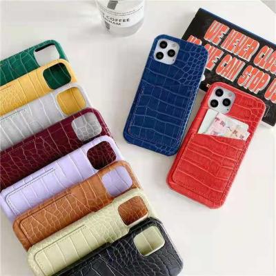 China Shockproof Luxury Pattern Crocodile Cell Phone Leather Case Skin With Card Pack Cover Funda For iPhone 13 12 11 Pro Max XS XR 7 8 Plus for sale