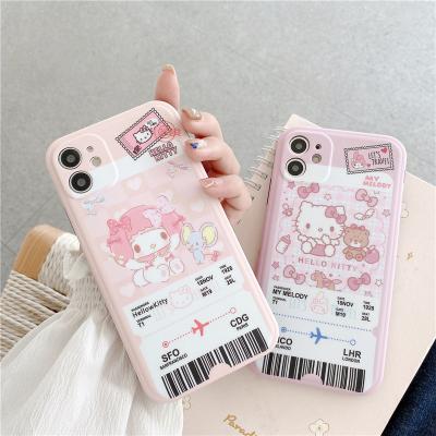 China Cute 3D Cartoon Rabbit Cat Pattern Air Ticket Design Shockproof Back Cover Phone Case For iPhone 12 pro max 11 7 8 plus X XR XS max for sale