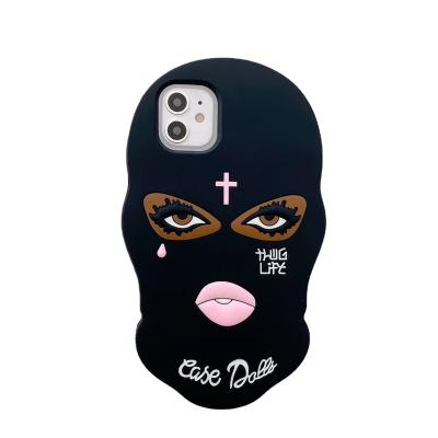 China Girl Shockproof Design Black 3D Face Back Cover Silicone Cell Phone Protector Case For iPhone 13 12 11 pro 7 8 6 6S max plus XR XS max for sale