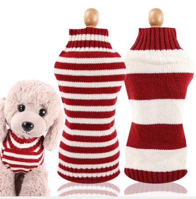 China Viable Pet Clothing Wholesale Christmas Winter Sweater Colorful Warm Dog Clothes Stripes Small And Medium Halloween Pet Clothes for sale