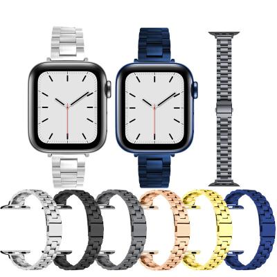 China Luxury Brand Butterfly Buckle Stainless Steel Chain Strap 40mm 44mm 45mm Watch Bands For iWatch Se 7 Series 6 5 4 3 for sale