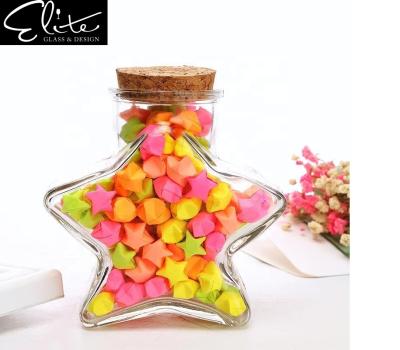 China Gift & Craft Star Glass Flasher Bottle With LED Light Wood Lid Handmade Craft for sale