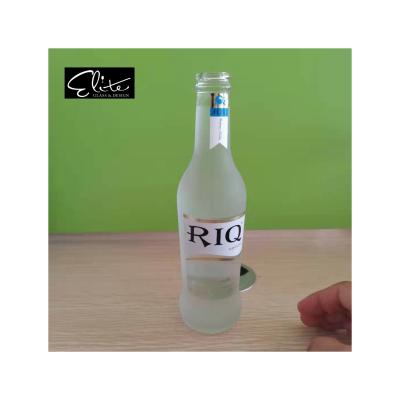 China Hot Selling Clear Empty Beverage Cocktail 280ml Soda Frosted Glass Beer Bottles For Liquor With Iron Cap for sale