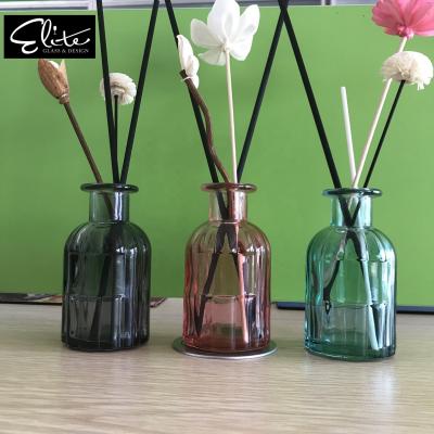 China Personal Care 130ml Round Shape Empty Matte Gel Aroma Reed Glass Black Bottle for sale