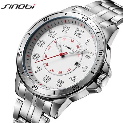 China Sinobi New Casual Sport Chronograph Men's Watch S9860 Stainless Steel Band Wristwatch Big Dial Luminous Pointers Quartz Watch en venta