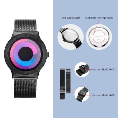 Κίνα Low MOQ Customized Logo Men's Watch Vortex Concept Men Quartz Watch Steel Mesh Unique Creative Dial Wrist Watches προς πώληση