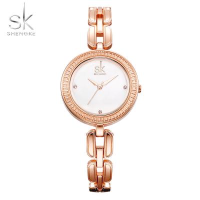 China Shengke Brand Low MOQ Factory Direct New Series Multiple Colors Alloy Women Wristwatch K0003L Custom Logo for sale