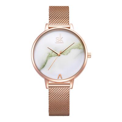 China SK Women's Rose Gold Contracted Fashion Analog-Quartz Watch with Alloy Mesh Strap à venda