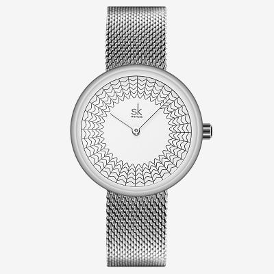 중국 Latest Design SK Branded 0126 Urban Elegant Women Watch Simple and Concise Sword Hand Daily Waterproof Mesh Watch Female 판매용