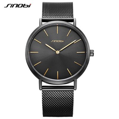 중국 S9780G Minimalist Watches Black/Blue Milanese Mesh Watches laser Bottom Cover Double Gold Pointer Watch 판매용