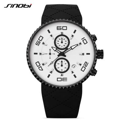 China Sinobi Chronograph Men Watch Casual Sport Fashion Unique Gear Design Waterproof Silicone Band Quartz Watches Relojes Para Hombre en venta