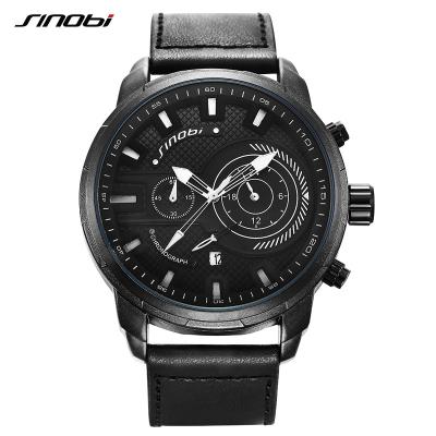 中国 Sinobi Brand Mens Watches Luxury Luminous Chronograph Quartz Man Wristwatch Fashion Leather Sports Male Watch S9786G 販売のため