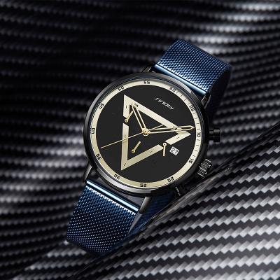 China 2021 Creative Triangle Dial Watch Unique Auto Date Watch 24 Hour Hand Watch S9830G Te koop