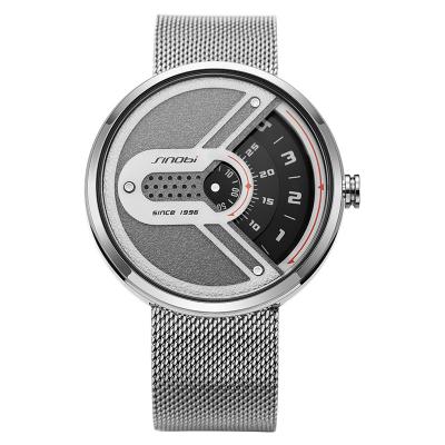 中国 Novel Factory Sale Silver/Black Mesh Quartz Watch Creative Concept Watch Cool Men Wrist Watch S9831G 販売のため