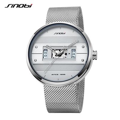 中国 SINOBI Brand Silver Mesh Watch Nice Quality Men Wrist Watch Luxury Creative Men Watch S9825G 販売のため