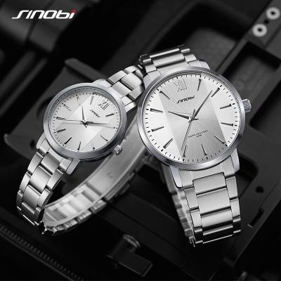 중국 SINOBI Lover's Watch Stainless Steel PC21 Silver Couple's Alloy Watches Business Pair Watches with Shadow Effect 9819 판매용