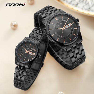 중국 Sinobi 9832 Silver/Gold/Black Stainless Steel Band Classic Watches for Lovers Luxury Couple Watch Minimalist Pair Alloy Watches 판매용