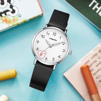 China White Leather Silver Alloy Watch Hard Mineral Crystal Glass Love Heart Personalized Watch PC 21 Luminous Pointer Watch A0003 Te koop