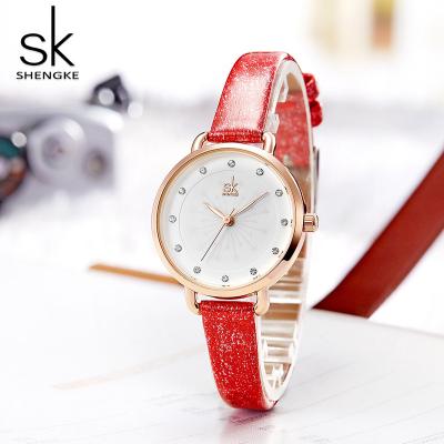 중국 Red/Blue Wrist Watch Rose Gold Alloy Case Diamond Index Luxury Quartz Watch Firework Pattern Romantic Girls Watch K8031 판매용