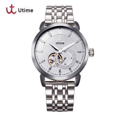 중국 UTIME Mens Watches Luxury Brand Fashion Hollow Design Men Watch Genuine Leather Mechanical Wristwatch Relegio Masculino 판매용