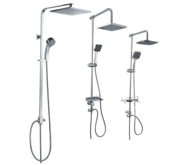 China 24MM Chromed Square Rain Bathroom Shower Set With Overhead Shower Head And Hand Shower for sale