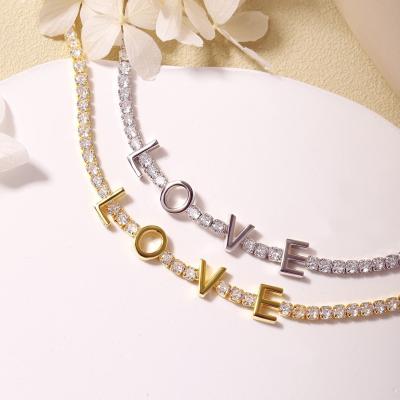 China MOM Outlet Zirconia Bracelet 925 Sterling Silver Tennis Chain Iced LOVE Lead Free Nickel Free New Women's Jewelry for Mother's Day Gift for sale