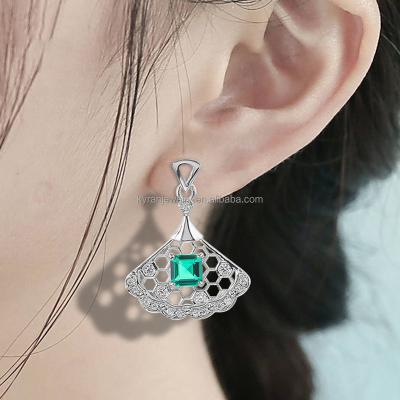 China Factory High Quality S925 Gemstone Jewelry Lead Free Nickel Free 925 Sterling Silver CZ Princess Cut Zircon Dangle Earrings For Women for sale