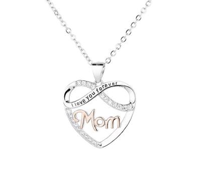 China Lead 925 Sterling Silver Jewelry I Love You Forever Lead Free Luxury Heart Mom Pendant Necklace Gift for Mom Mothers Day for sale