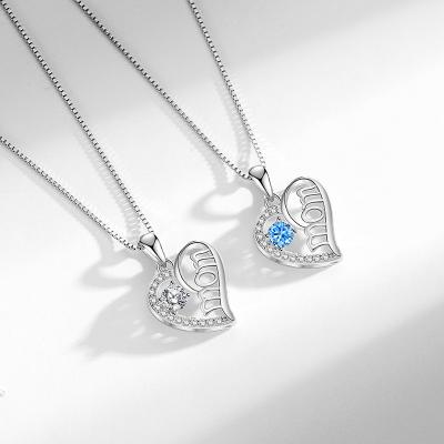 China Fine Cubic Zirconia Jewelry Heart Shape Rhinestones Fine Cubic Zirconia Jewelry Heart Shape Rhinestones Pendant 925 Sterling Silver Necklace Women Mother's Day Gift for sale