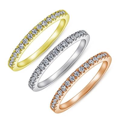 China Wholesale Lead Free Nickel Free Ring S925 Sterling Silver Ring Female Colorless 18K Rose Gold Set Zircon Diamond Ring Single Row Diamond Engraving for sale