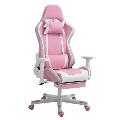 China (Size) Modern Design Adjustable Salon Massage Swivel New Pink Gaming Chair With Lights And Speakers for sale