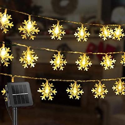 China Outdoor Solar Christmas LED Snowflake String Lights Water Lights Twinkle Star Light for Garden Patio Camping Xmas Decoration for sale