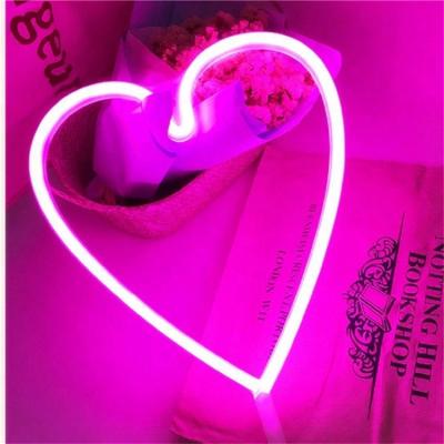 China Festival/Christmas/Big Heart Decoration/Party Pink Neon Night Light 3AA Battery With USB Powered Cute And Lovely Gifts For Kids for sale