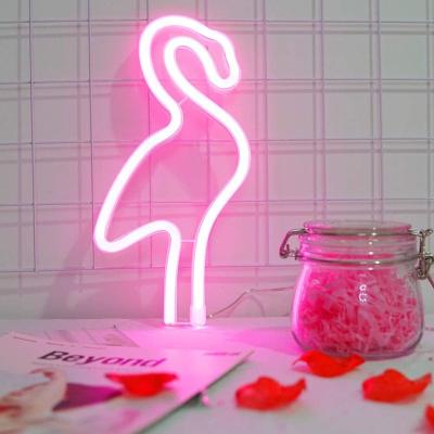 China Wholesale Festival/Christmas/Flamingo Decoration/Party Night Light Base 3AA Cute Plastic Battery Operated Standing Pink Neon Light Gifts For Kids for sale