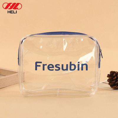 China Transparent Fashion Travel Zipper PVC Toiletry Bag With Logo Printed for sale