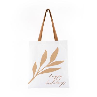 China Heli White Flowers Low Price Handled Logo Carry Cotton Tote Bag made to order for sale