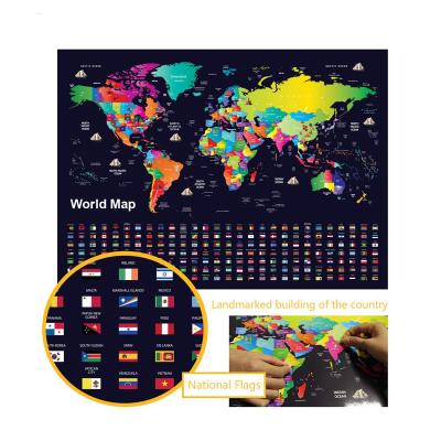 China 250g Double Copper Paper Hot New Arrival CustomPlaces We've Been Travel Luxury Scratch Off The World Map Poster for sale