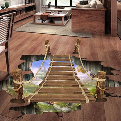 China Modern PVC Vinyl Free Cloth UV Inkjet Printing Roll Promotion Anti Slip 3D Decoration Floor Sticker Decal for sale