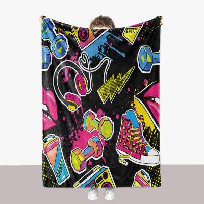 China PORTABLE Colorful Custom Design Sublimation Fleece Hooded Sherpa Blankets For Winter for sale