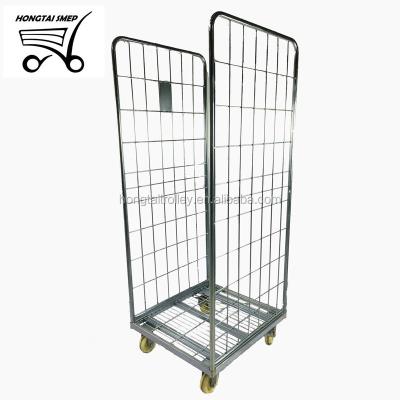 China Durable Wholesale Wire Mesh Roll Cage Container 2 Sided For Heavy Cargo for sale