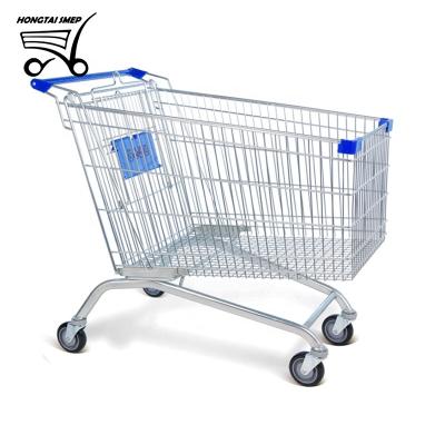 China High Quality Unfolding Supermarket Stand Trolley Metal Wheeled Shopping Trolley for sale