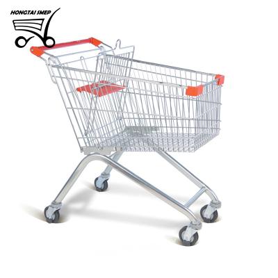 China Wholesale Metal Steel Supermarket Unfolding Grocery Cart Shopping Trolley With Four Casters for sale