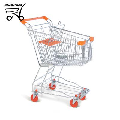 China Unfolding Asian 60L Carts Retail Child Chair Push Cart Light Duty Shopping Trolley for sale