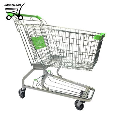 China Galvanized Unfolding Metal Rolling Grocery Supermarket Portable Shopping Trolley Carts for sale