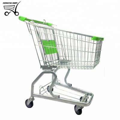 China Unfolding Supermarket Equipment Hand Push Mall Trolley Shopping Trolley With Handle And Wheels for sale