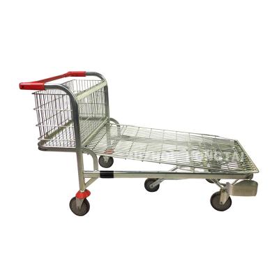 China Unfolding Supermarket Heavy Capacity Metal Cargo Platform Warehouse Logistic Trolley for sale