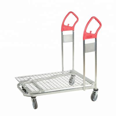 China Large Durable Durable Cargo Transport Cart Four Casters Warehouse Platform Cart for sale